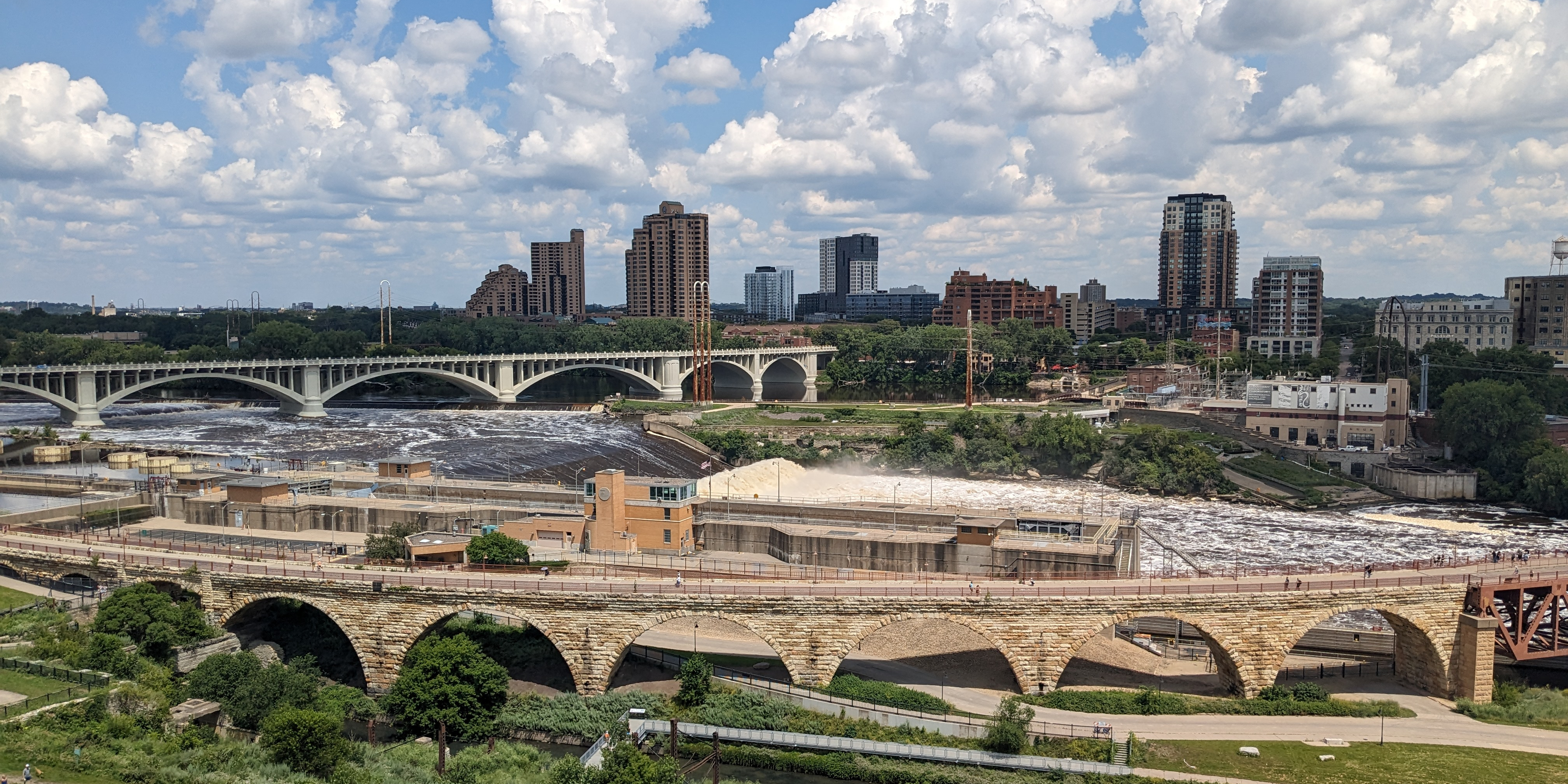 the city of st paul as seen from high up in minneapolis